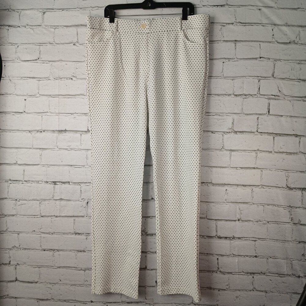 BETABRAND FLATFRONT WHITE CASUAL STRETCH BLACK SQUARE PRINT, WOMENS  XXL, NWOT
